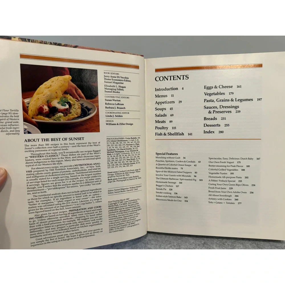 The Best of Sunset Cookbook 1987 - Hardcover